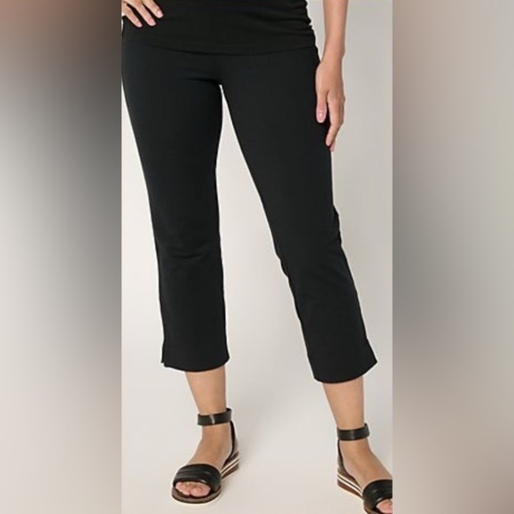Women With Control Black 14% Spandex Knit Stretch Cropped Pants EUC M #2299